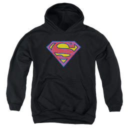 Superman Sm Neon Distress Logo - Youth Hoodie Youth Hoodie (Ages 8-12) Superman   