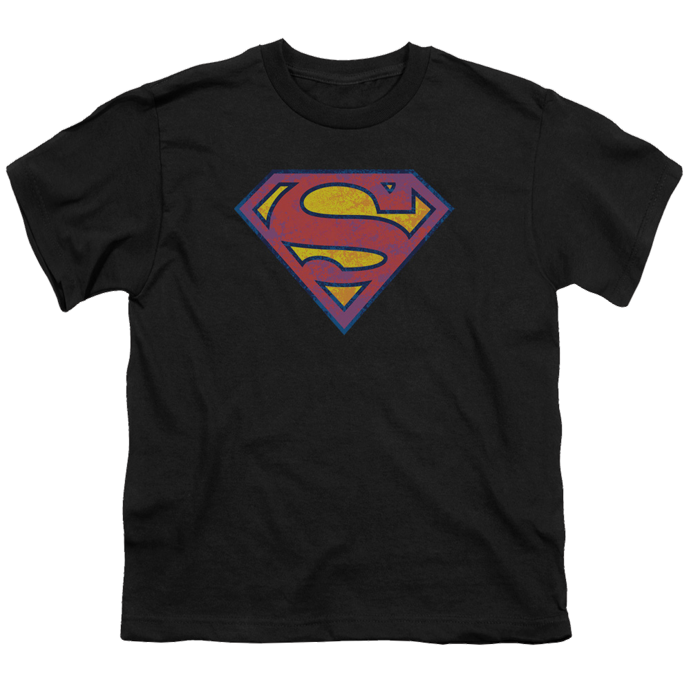 Superman Sm Neon Distress Logo - Youth T-Shirt Youth T-Shirt (Ages 8-12) Superman   