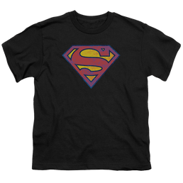 Superman Sm Neon Distress Logo - Youth T-Shirt Youth T-Shirt (Ages 8-12) Superman   