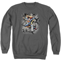 Superman Break On Through - Men's Crewneck Sweatshirt Men's Crewneck Sweatshirt Superman   