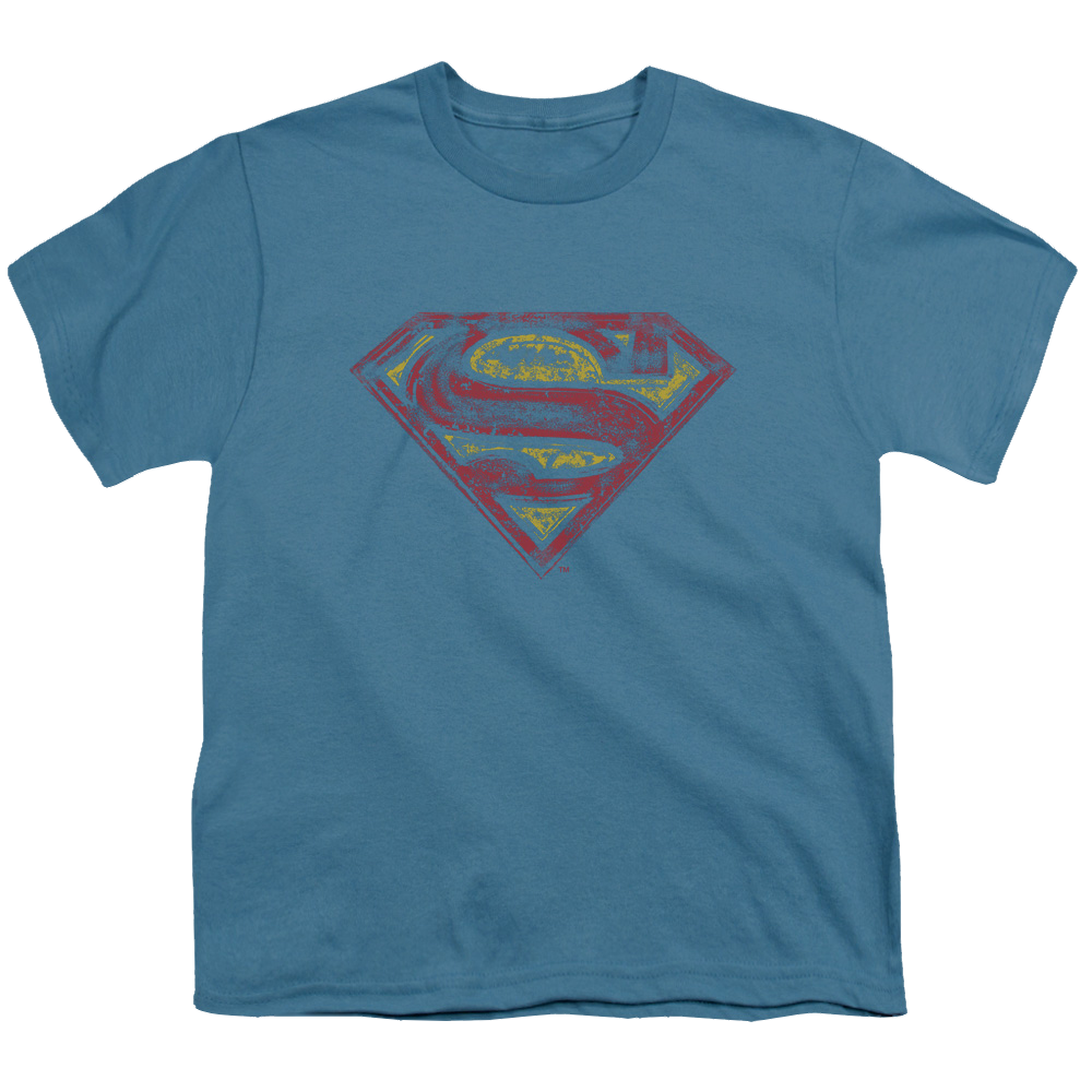 Superman S Shield Rough - Youth T-Shirt Youth T-Shirt (Ages 8-12) Superman   
