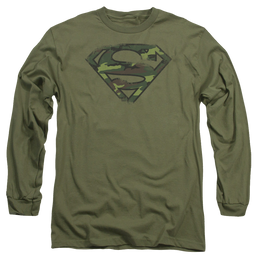 Superman Distressed Camo Shield - Men's Long Sleeve T-Shirt Men's Long Sleeve T-Shirt Superman   