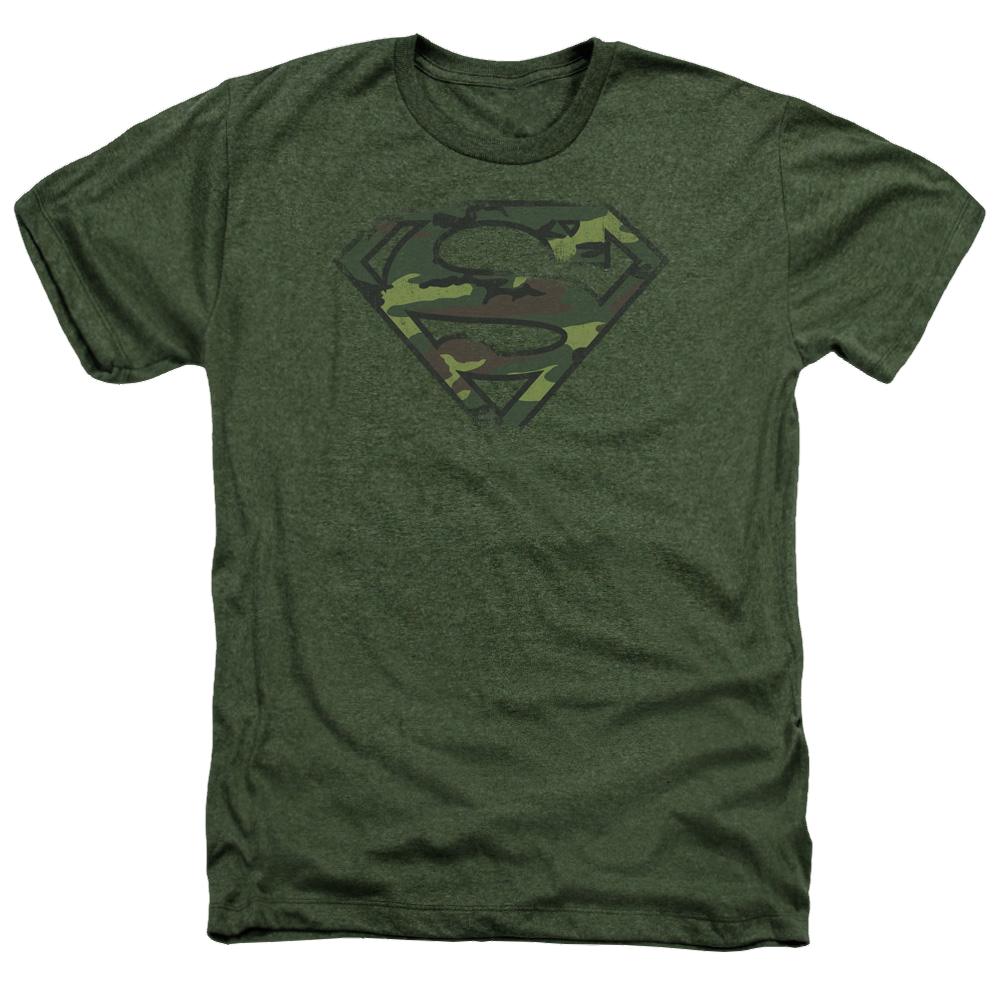 Superman Distressed Camo Shield - Men's Heather T-Shirt Men's Heather T-Shirt Superman   
