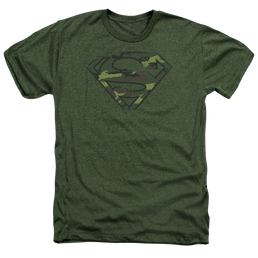 Superman Distressed Camo Shield - Men's Heather T-Shirt Men's Heather T-Shirt Superman   