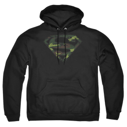Superman Distressed Camo Shield - Pullover Hoodie Pullover Hoodie Superman   
