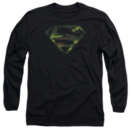 Superman Distressed Camo Shield - Men's Long Sleeve T-Shirt Men's Long Sleeve T-Shirt Superman   