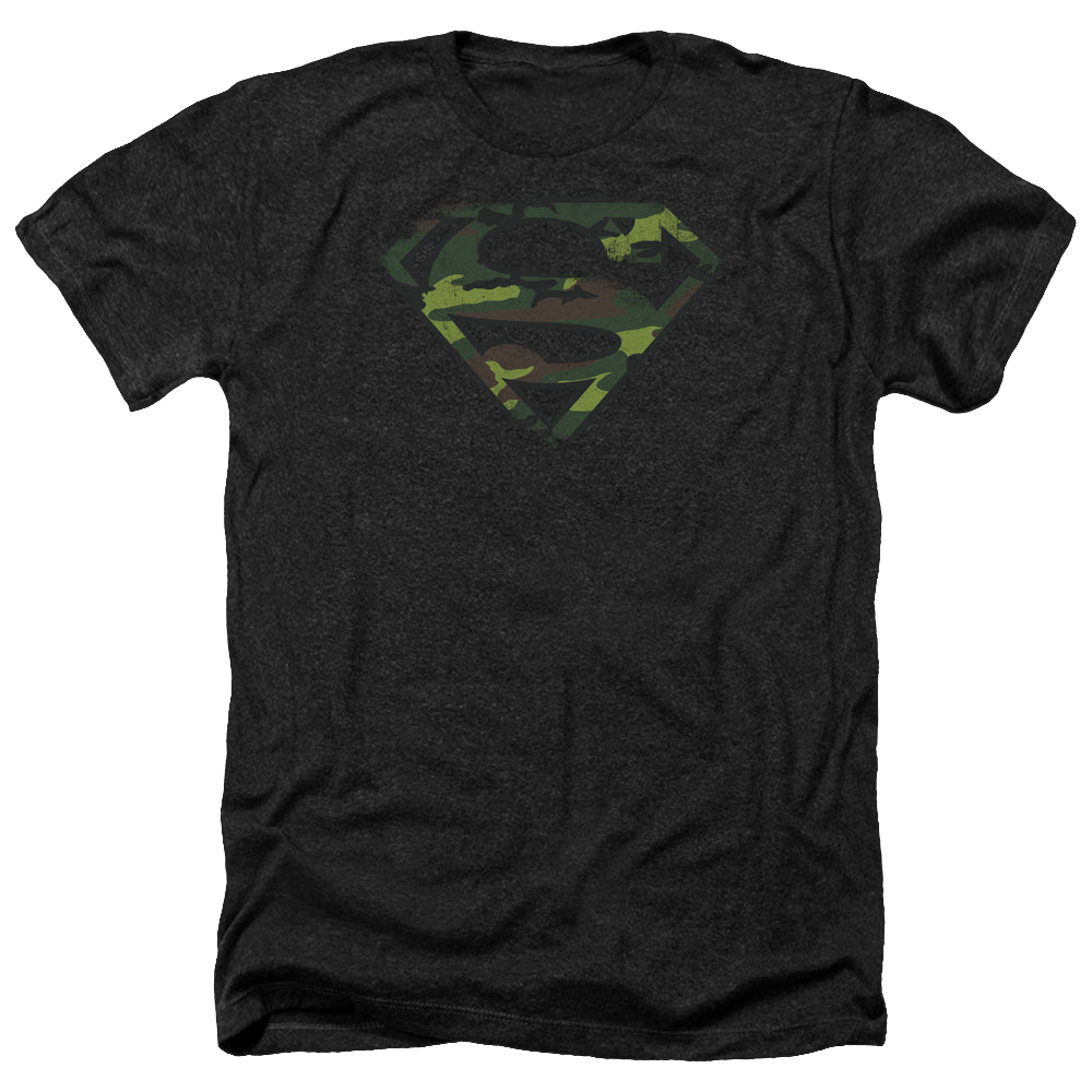 Superman Distressed Camo Shield - Men's Heather T-Shirt Men's Heather T-Shirt Superman   