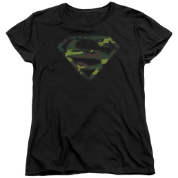 Superman Distressed Camo Shield - Women's T-Shirt Women's T-Shirt Superman   
