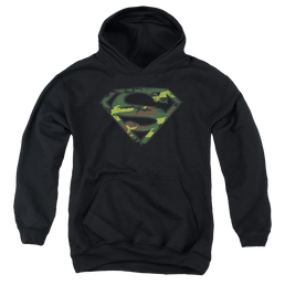 Superman Distressed Camo Shield - Youth Hoodie Youth Hoodie (Ages 8-12) Superman   