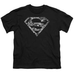 Superman Urban Camo Shield - Youth T-Shirt Youth T-Shirt (Ages 8-12) Superman   