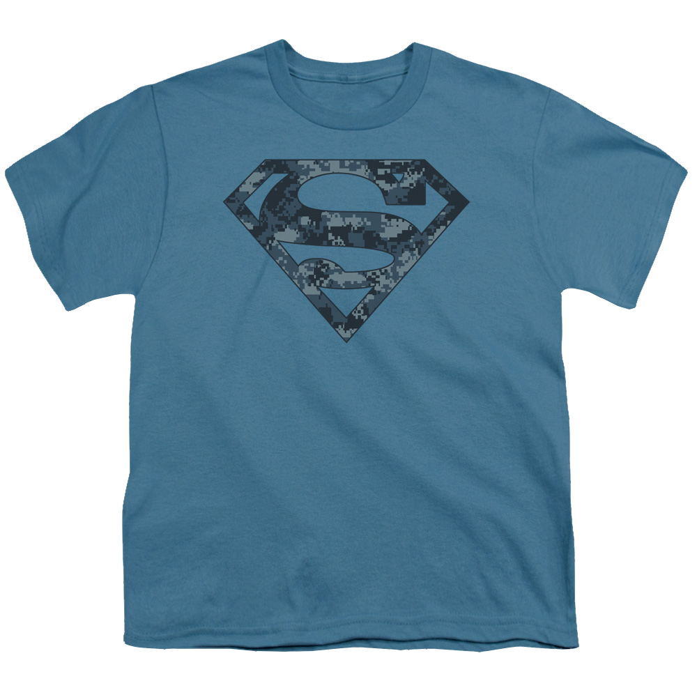 Superman Navy Camo Shield - Youth T-Shirt Youth T-Shirt (Ages 8-12) Superman   