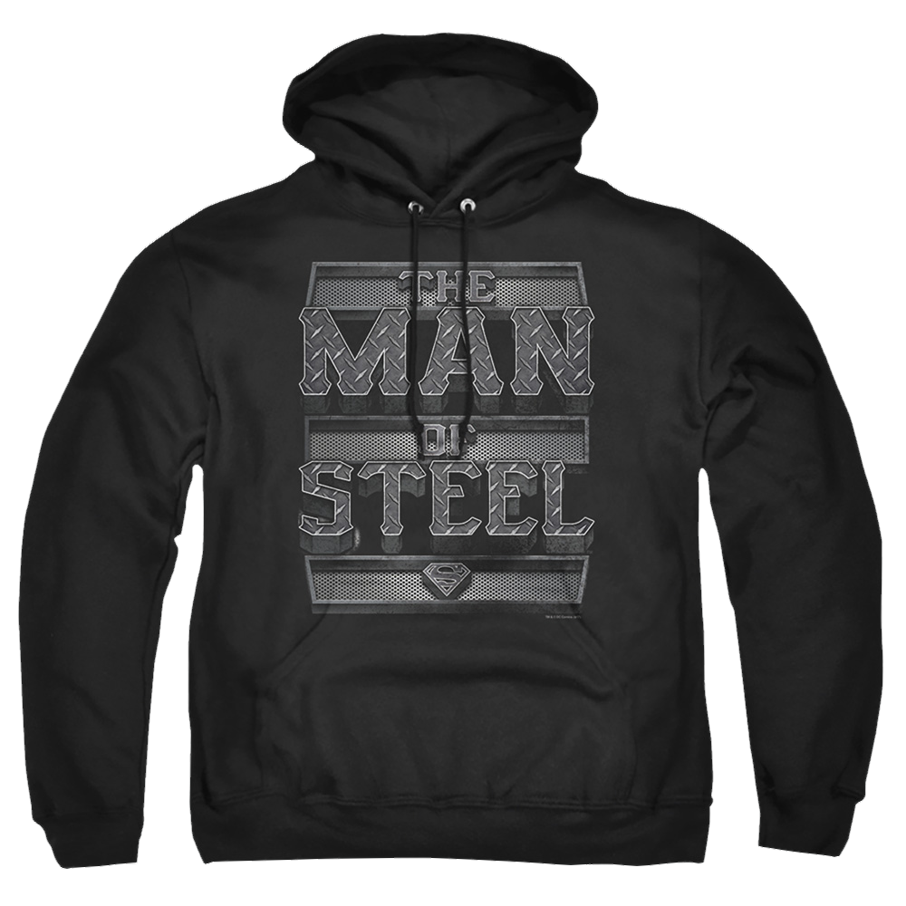 Superman Steel Text - Pullover Hoodie Pullover Hoodie Superman   