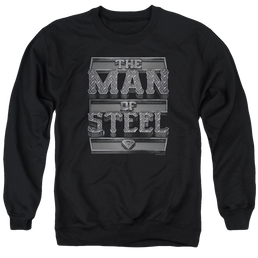 Superman Steel Text - Men's Crewneck Sweatshirt Men's Crewneck Sweatshirt Superman   