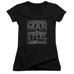 Superman Steel Text - Juniors V-Neck T-Shirt Juniors V-Neck T-Shirt Superman   