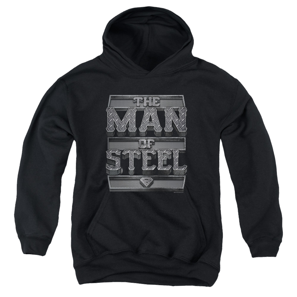 Superman Steel Text - Youth Hoodie Youth Hoodie (Ages 8-12) Superman   