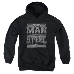 Superman Steel Text - Youth Hoodie Youth Hoodie (Ages 8-12) Superman   