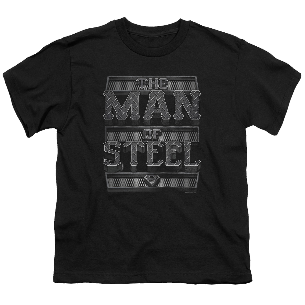 Superman Steel Text - Youth T-Shirt Youth T-Shirt (Ages 8-12) Superman   