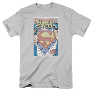 Silver men's regular fit t-shirt with Superman Mos Cover graphic