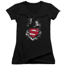 Superman Darkest Hour - Juniors V-Neck T-Shirt Juniors V-Neck T-Shirt Superman   