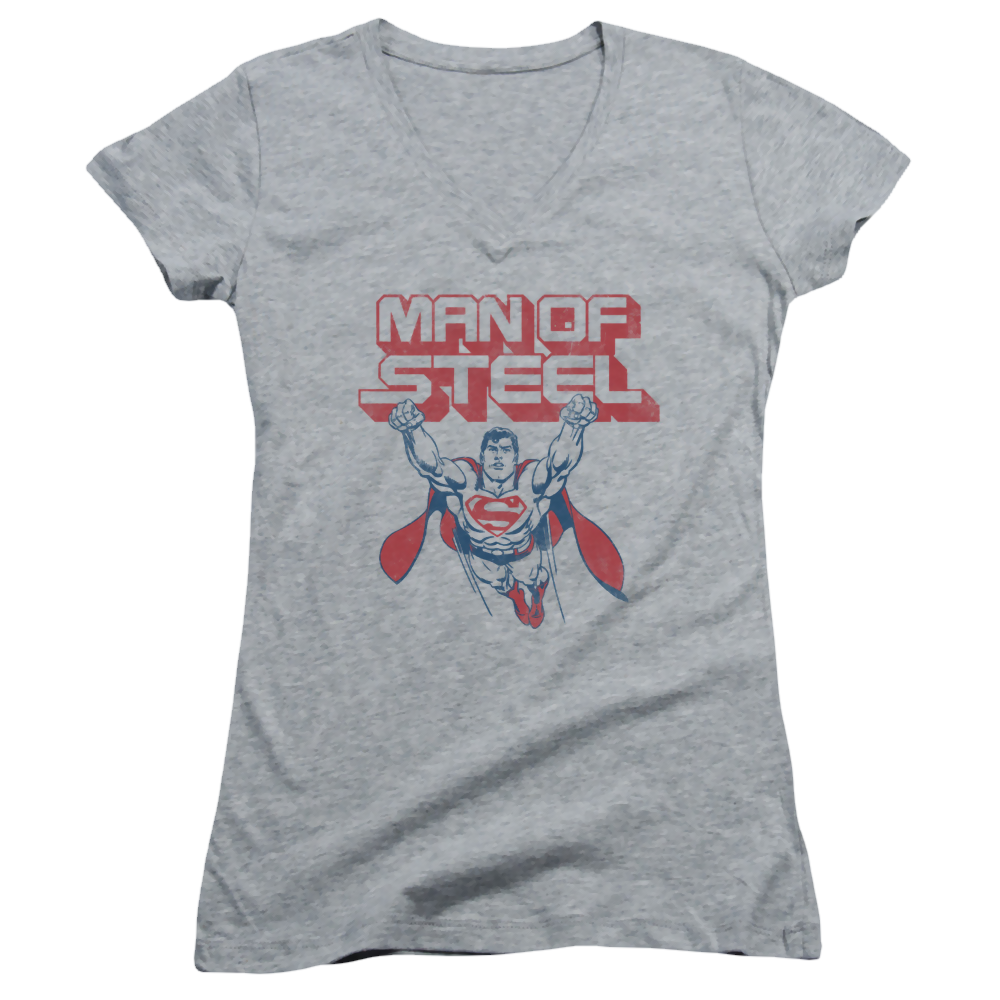 Superman Steel Retro - Juniors V-Neck T-Shirt Juniors V-Neck T-Shirt Superman   