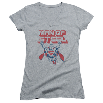 Superman Steel Retro - Juniors V-Neck T-Shirt Juniors V-Neck T-Shirt Superman   
