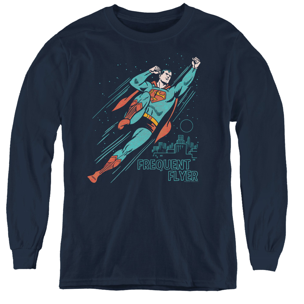 Superman Frequent Flyer - Youth Long Sleeve T-Shirt Youth Long Sleeve T-Shirt Superman   