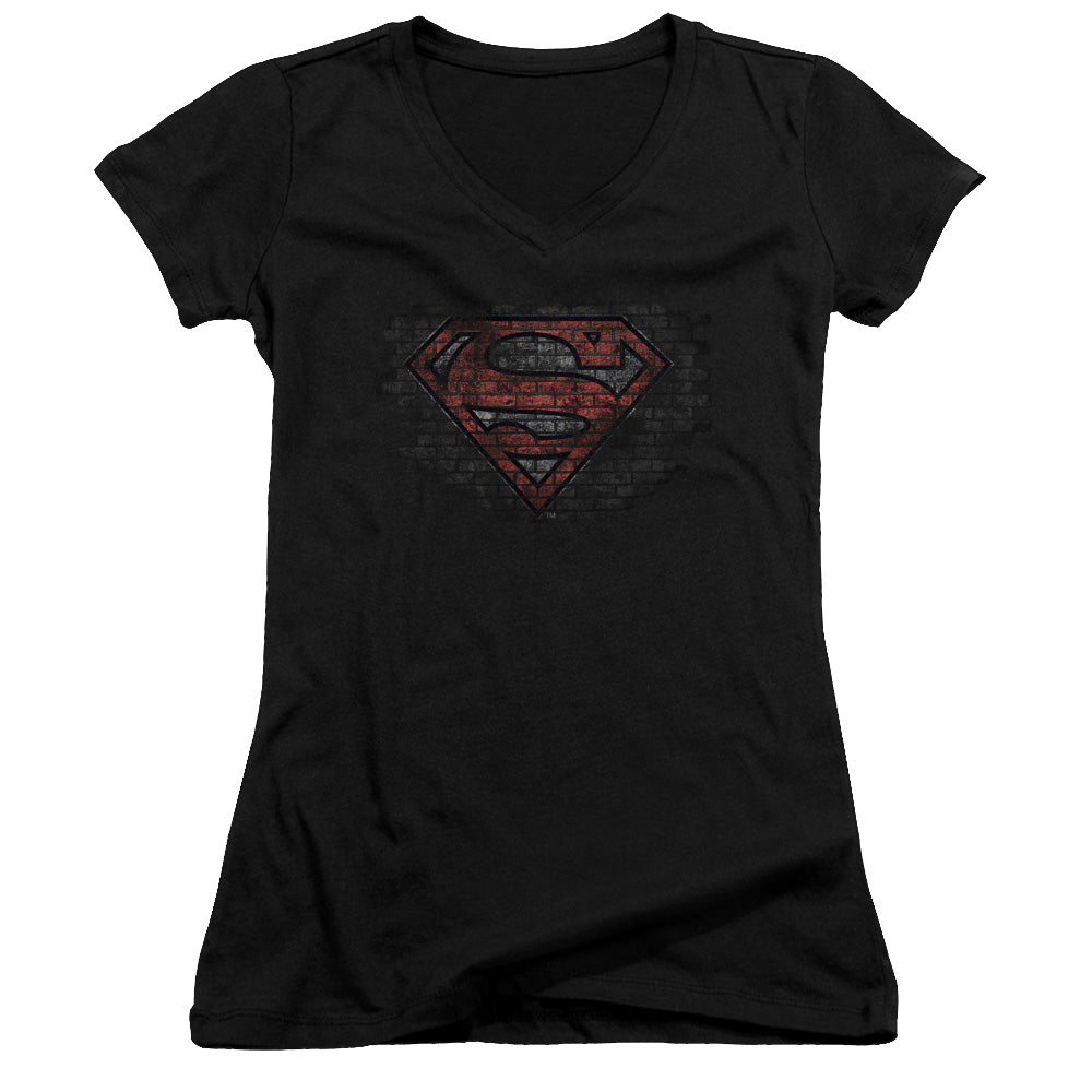 Superman Brick S - Juniors V-Neck T-Shirt Juniors V-Neck T-Shirt Superman   