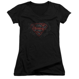 Superman Brick S - Juniors V-Neck T-Shirt Juniors V-Neck T-Shirt Superman   