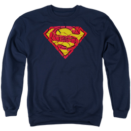 Superman Shattered Shield - Men's Crewneck Sweatshirt Men's Crewneck Sweatshirt Superman   