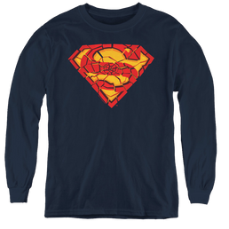 Superman Shattered Shield - Youth Long Sleeve T-Shirt Youth Long Sleeve T-Shirt Superman   