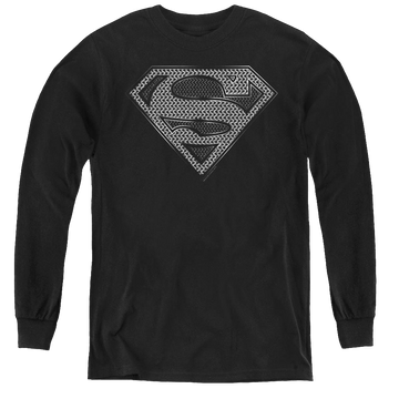 Black youth long sleeve t-shirt with Superman Chainmail graphic