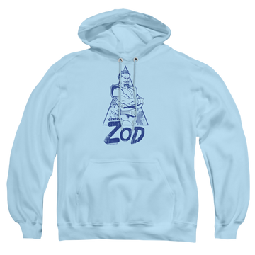 Light blue pullover hoodie with Superman Vintage Zod graphic