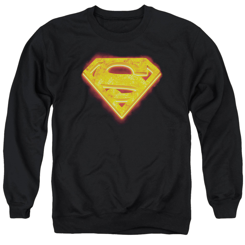 Superman Hot Steel Shield - Men's Crewneck Sweatshirt Men's Crewneck Sweatshirt Superman   