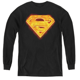 Superman Hot Steel Shield - Youth Long Sleeve T-Shirt Youth Long Sleeve T-Shirt Superman   