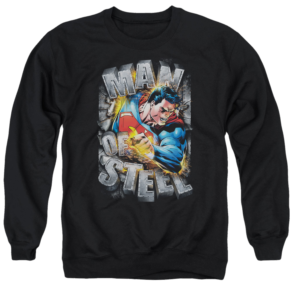 Superman Ripping Steel - Men's Crewneck Sweatshirt Men's Crewneck Sweatshirt Superman   