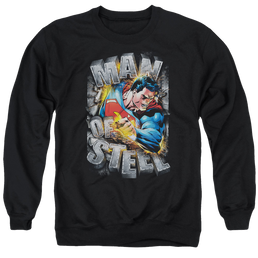 Superman Ripping Steel - Men's Crewneck Sweatshirt Men's Crewneck Sweatshirt Superman   