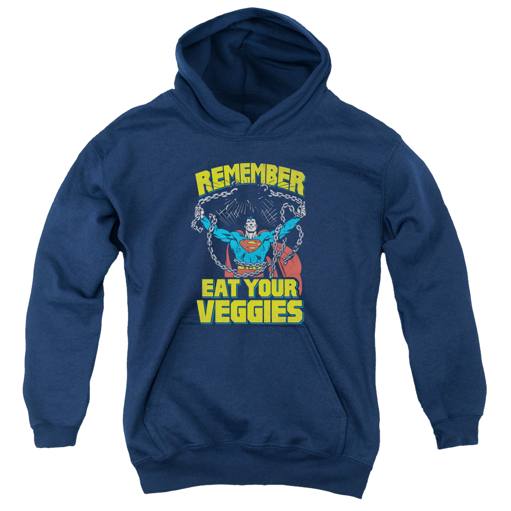 Superman Veggie Power - Youth Hoodie Youth Hoodie (Ages 8-12) Superman   