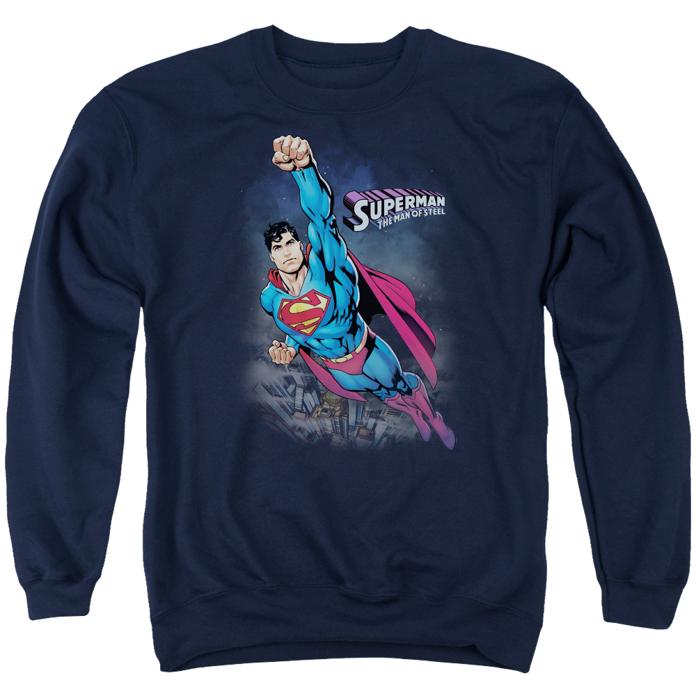 Superman Twilight Flight - Men's Crewneck Sweatshirt Men's Crewneck Sweatshirt Superman   