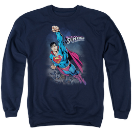 Superman Twilight Flight - Men's Crewneck Sweatshirt Men's Crewneck Sweatshirt Superman   