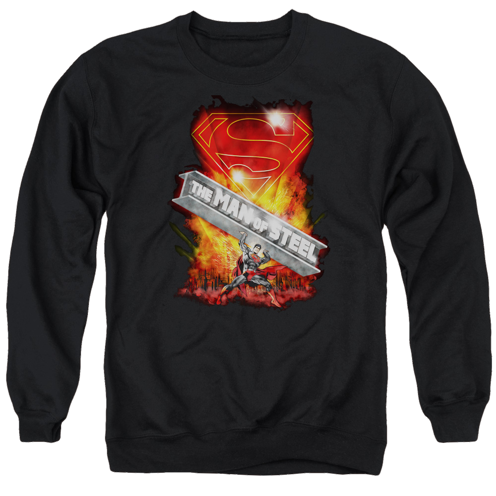 Superman Steel Girder - Men's Crewneck Sweatshirt Men's Crewneck Sweatshirt Superman   