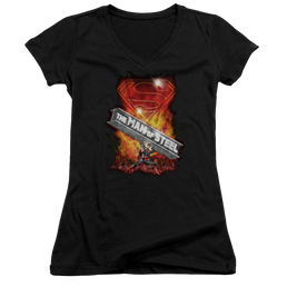 Superman Steel Girder - Juniors V-Neck T-Shirt Juniors V-Neck T-Shirt Superman   
