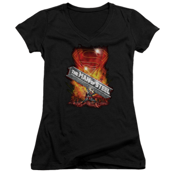 Superman Steel Girder - Juniors V-Neck T-Shirt Juniors V-Neck T-Shirt Superman   