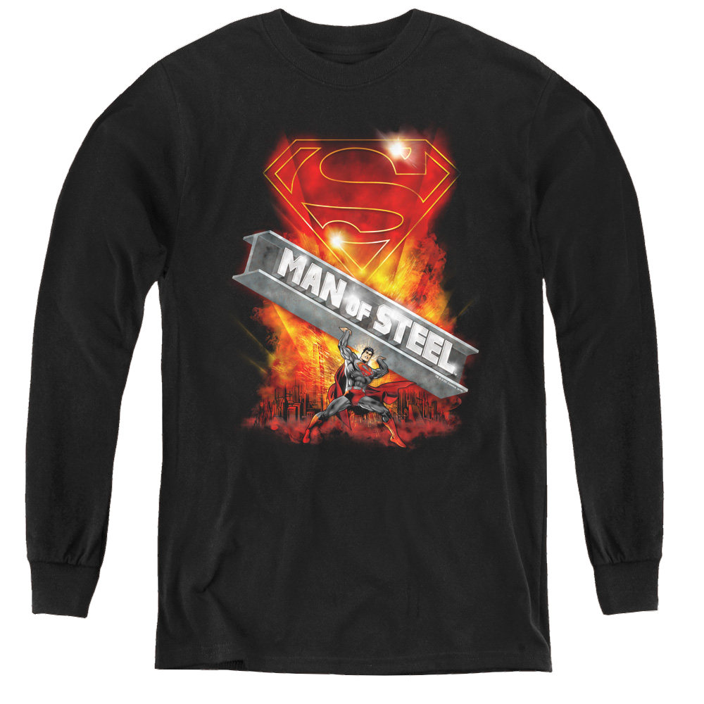Superman Steel Girder - Youth Long Sleeve T-Shirt Youth Long Sleeve T-Shirt Superman   