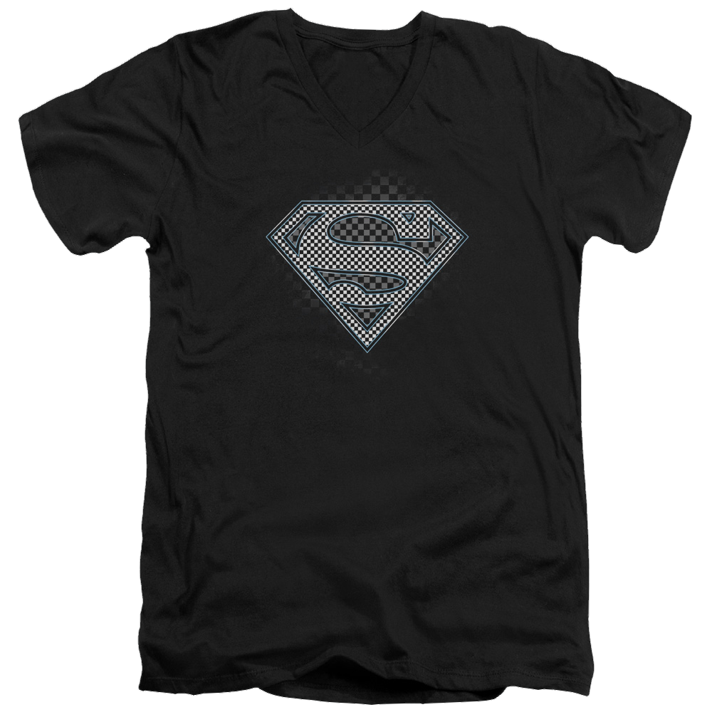 Superman Checkerboard - Men's V-Neck T-Shirt Men's V-Neck T-Shirt Superman   