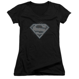 Superman Checkerboard - Juniors V-Neck T-Shirt Juniors V-Neck T-Shirt Superman   