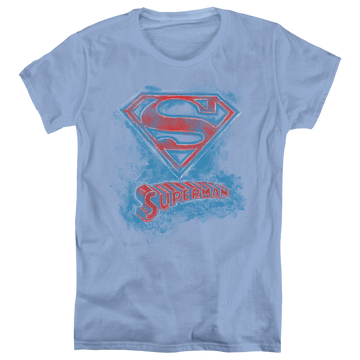 Carolina blue women's t-shirt with Superman Its Sketchy graphic
