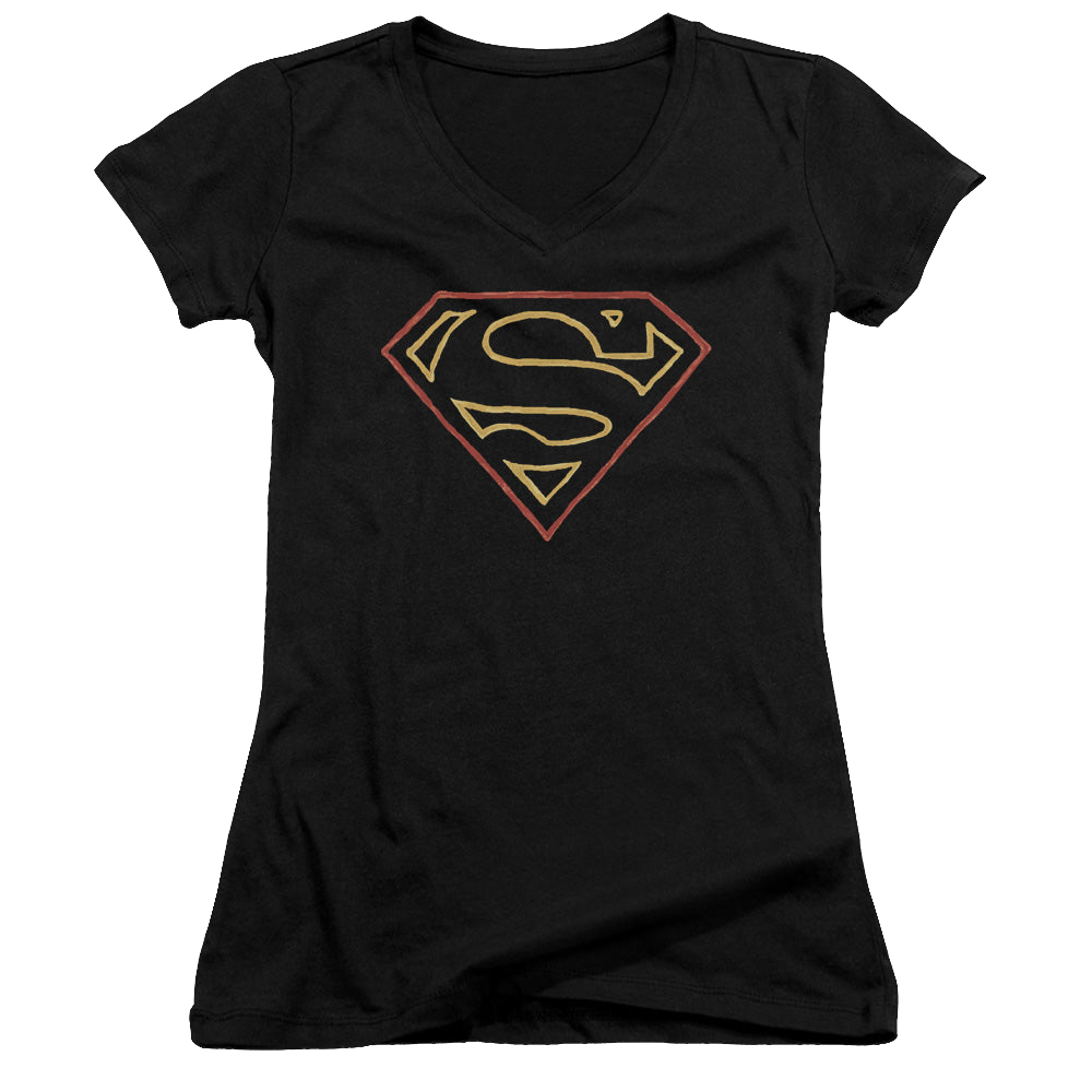 Superman Colored Shield - Juniors V-Neck T-Shirt Juniors V-Neck T-Shirt Superman   