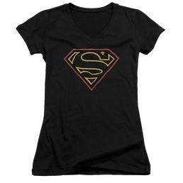 Superman Colored Shield - Juniors V-Neck T-Shirt Juniors V-Neck T-Shirt Superman   