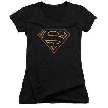 Superman Colored Shield - Juniors V-Neck T-Shirt Juniors V-Neck T-Shirt Superman   