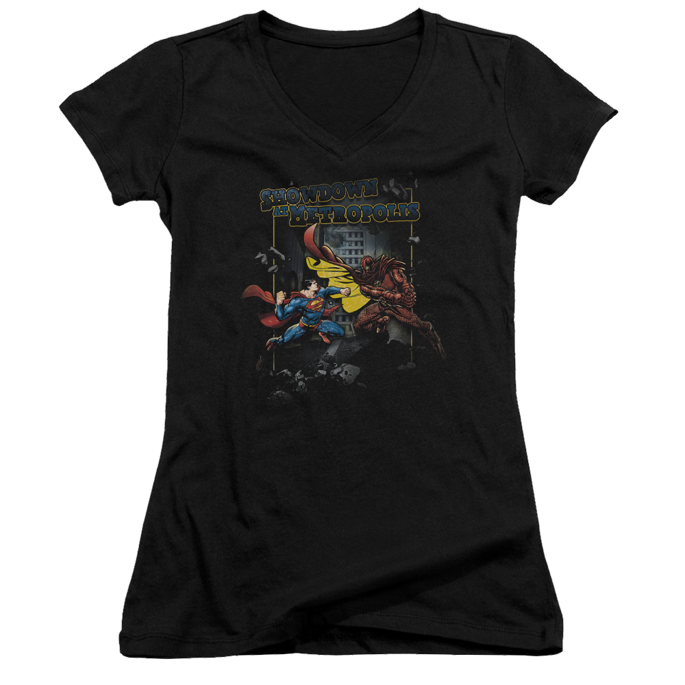Superman Showdown - Juniors V-Neck T-Shirt Juniors V-Neck T-Shirt Superman   